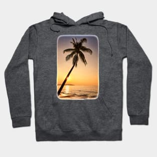 Tropical palm and beach paradise sunset image with a retro effect. Hoodie